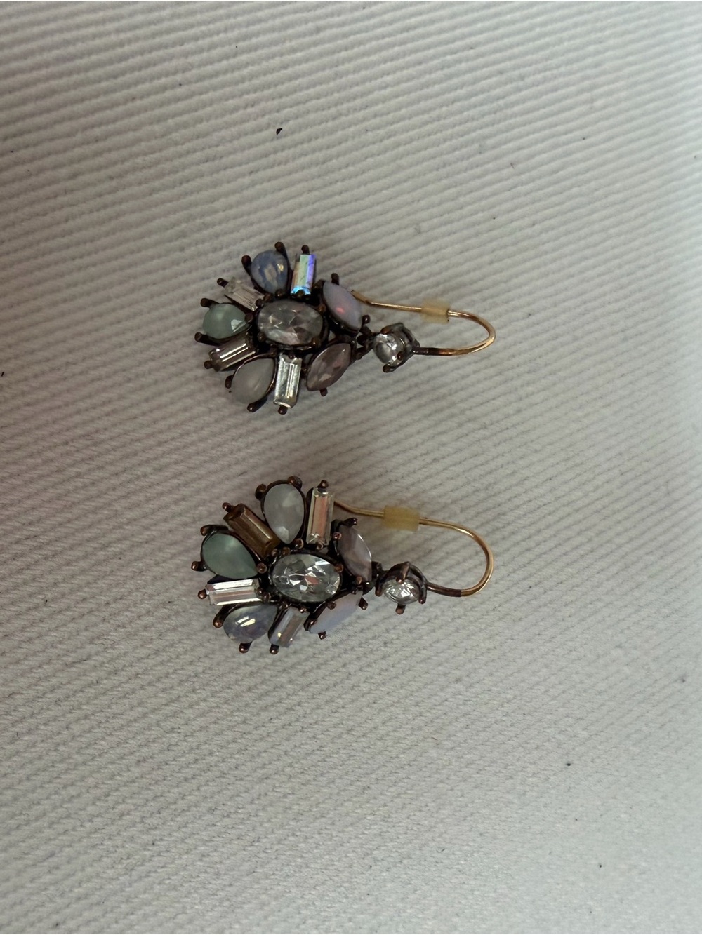 Gold-Tone Iridescent Crystal Flower Drop Earrings